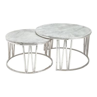 China Modern Home Furniture Marble Coffee Table High Low Coffee Table Put Into Round Shape for sale