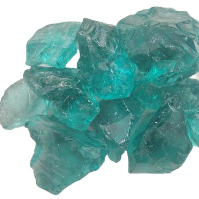 China Large Modern Caribbean Blue Colored Glass Rock For Landscaping Garden for sale