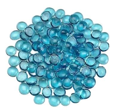 China Modern Flat Bottom Glass Beads Ocean Blue Fire Glass For Fireplace Table Top for sale