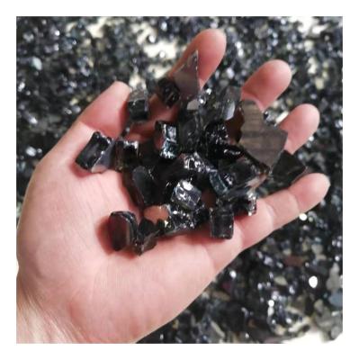 China Contemporary 1/2 Inch 10 Pound Fire Pit Balaxy Black Reflective Tempered Glass Mosaic Chips For Fireplace for sale