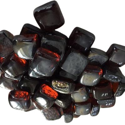 China Contemporary Dark Amber Brown Cubes Flat Square Glass Beads Luster For Mantel Vase Filler for sale