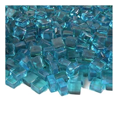 China Stocked Fire Glass Cubes Premium Tempered Glass Square Beads For Outdoor Fire Pit Fire Table Indoor Fireplace Gas Propane for sale