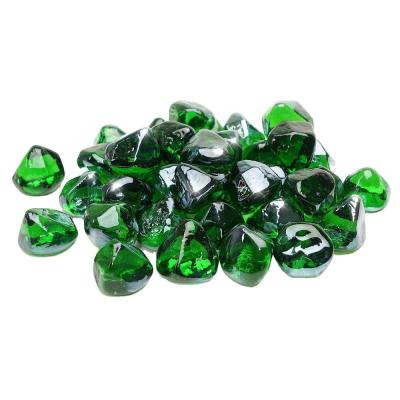 China Modern Colorful Fire Pit Diamond Fire Glass Green Glass For Table Fireplace for sale