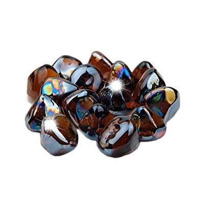 China Modern Brown Glass Fire Pit Diamond Drops Pebbles Rocks For Outdoor Fire Pit Patio Decoration for sale