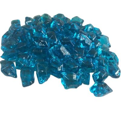 China Contemporary Fire Gem Crystal Turquoise Ocean Blue Rhombus 3D Granule Glass Pebbles for sale