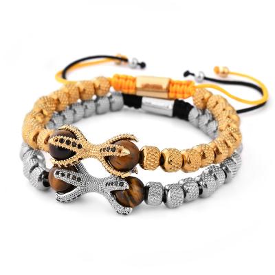 China FASHIONABLE low moq F340 custom logo gold plated stainless steel tiger eye stone men bracelet for gifts tiger eye bracelet for men for sale