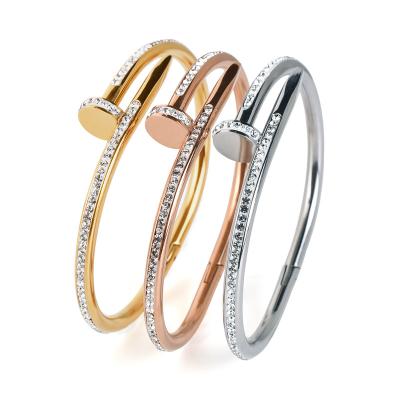 China Creative F272 Stainless Steel TRENDY Cuff Gold Plated Jewelry For Women And Girls Bracelet With Zircon Mother Bracelets For Gift for sale