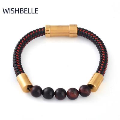 China New Design F376 FASHIONABLE Jewelry Natural Stone Women's Bracelet Titanium Leather Bracelet For Man Bileklik for sale