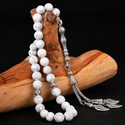 China Turquoise YS330 punk white howlite beads beaded islamic tasbih 33 stone jewelry necklace prayer beads for sale