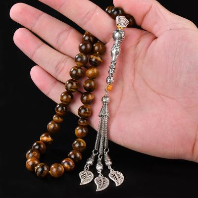 China Yellow Islamic Rosary Tesbih Tasbih Prayer Beads Tiger Eye Jewelry Chain 33pcs CLASSIC Muslim Bracelet Necklace YS328 for sale