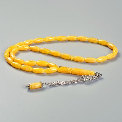 China Wholesale Buying Natural Resin YS248 Amber Islamic Muslim Tasbih Online With Silver Tassel for sale