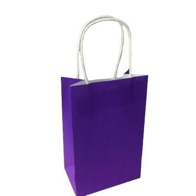 China Recycled Materials Recyclable Kraft Paper Small Bag With Your Own Logo , Custom Shopping Paper Bag For Food With Handle for sale