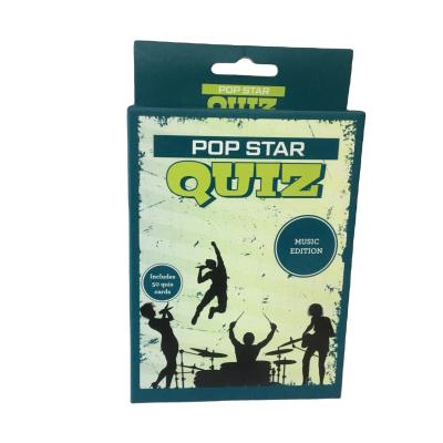 China High Quality Custom Flash Card Entertaiment Gambling Card Game Pop Star Quiz Card Paper ffset for sale