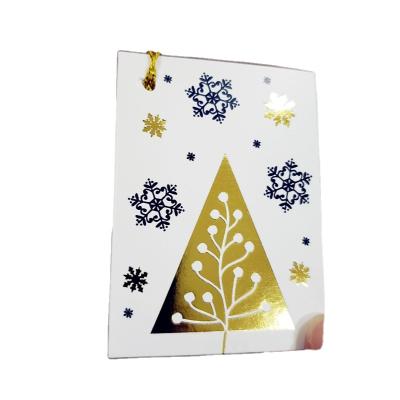 China Cute Recyled Gold Foil Design Christmas Kids Hand Crafted Gift Tags Pull Bows and Gift Tags Paper Card Gift Tag Label for sale