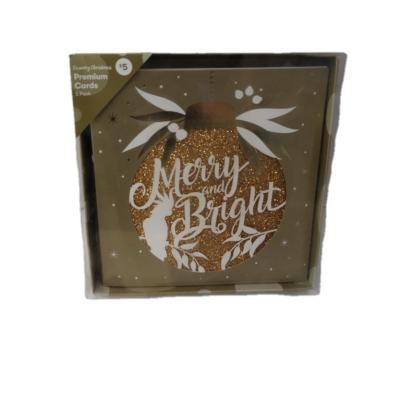 China Luxury Bulk White Cardboard Paper Merry Christmas Custom Matched Box Shaped Greeting Card With Envelope Seals for sale