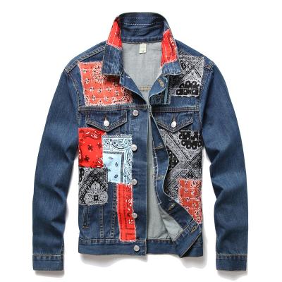 China Jeans 2022 Viable Custom Stylish Oversized Cropped Jacket Patch Print Ripped Jeans Jacket Coat For Men for sale