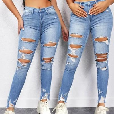 China Breathable YSJ Customized Cheap Colombia Butt Lifting Raw Distressed Edge Women Jeans for sale