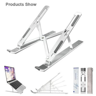 China 4-18 Fold Height Adjustable Aluminum Foldable Portable Laptop Stand Riser Desktop Stand for sale