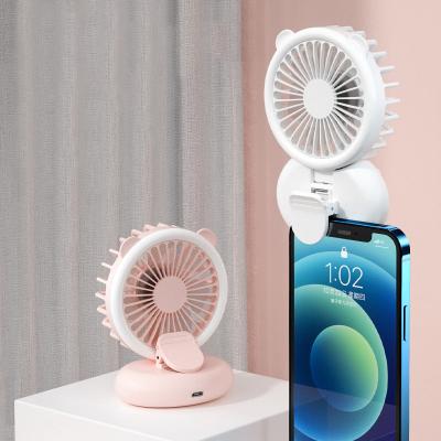 China Sufficiency Light Fan With Hot Selling Mini Makeup Mirror USB Rechargeable Portable Table Fan Electric Hand Fan for sale