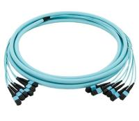 China Cordón de remiendo óptico del tronco de MPO MTP 8 12 24 fibras OM3 3M para el cableado de la fibra de Data Center en venta