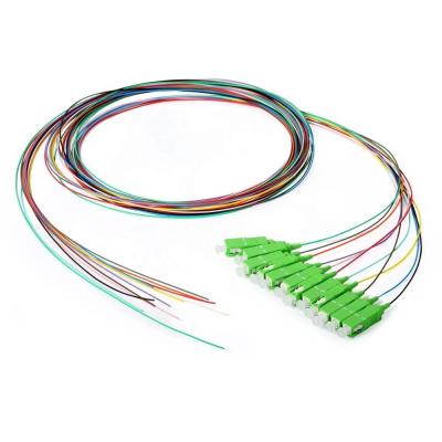 China 12 Strand Ribbon Fanout Fiber Pigtail SC APC 900um Tight Buffer for sale