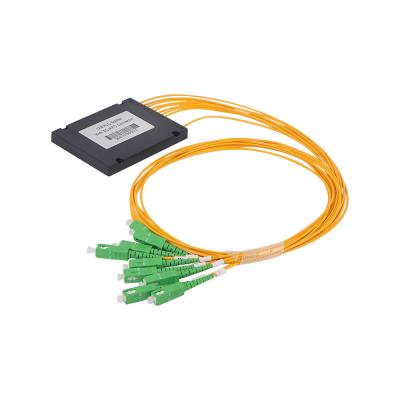 China FTTH 1x8 PLC Optical Splitter SC APC 1.5m Pigtail Fiber Optic Cable Splitter for sale