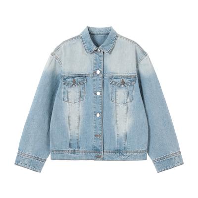 China Soft Unique Design Hot Selling 100% Cotton Ladies Denim Jacket Ladies Blue for sale