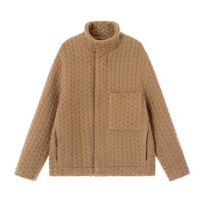 China Manufacturer Winter Clothes Anti-wrinkle Cotton Padded Jacket Women Wool Knitted Women Winter Herringbone Jacket for sale