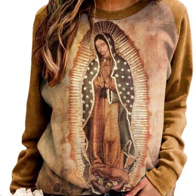 China Anti-pilling 2021 New Wholesale Virgin Mary Print Long Sleeve Ladies Plus Size Sweatshirt Streetwear Tops for sale