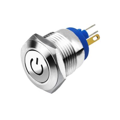 China 16mm stainless steel momentary 3pin push button switch/metal waterproof self-locking with solder terminal ZLQ16B-P10/E for sale