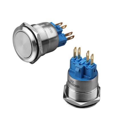 China 12v24v220v Stainless Steel Power LED 22mm Self-Latching Waterproof Momentary Push Button ZLQ22-p11/d/s for sale