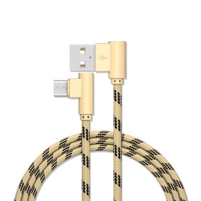 China MP3/MP4 Player Customizable Special Design 90 Degree Right Angle Fabric Braided Micro USB Data Charger Cable 1 Meter Docking For OEM for sale