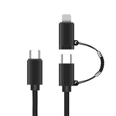 China USB TYPE C Fast Charging 2 PD IN 1 USB-C Cable Nylon Cable Double USB Type C Metalicos USB-C Braided 20V 3A 60w MAX Quick Charging PD Cable 2020 for sale