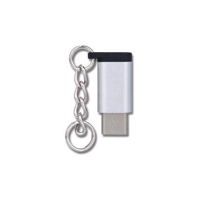 China Reasonable cell phone price with aluminum chain and key TYPE C plug to Micro B receptacle female adapter for USB cable charging and data syn for sale