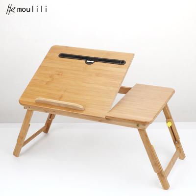 China Factory Adjustable Custom Logo Multifunctional Solid Wood Folding (Height) Laptop Desk Bamboo Table For Bed/Study for sale