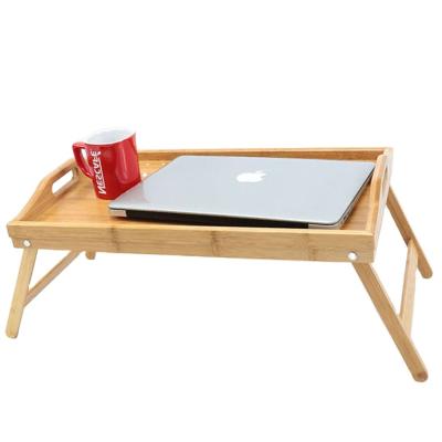 China Eco-Friendly Wooden Bamboo Breakfast Tray Table with Foldable Legs Bamboo Breakfast Table for sale