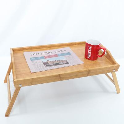 China Breakfast Foldable Bamboo Brunch Wooden Laptop Bed Table Serving Tray for sale