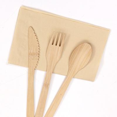 China Eco Friendly 3 Piece Disposable Fork Knife Spoon Disposable Bamboo Cutlery Set Reusable Bamboo Cutlery Travel Set for sale