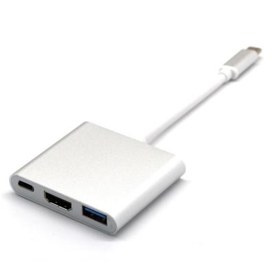 China High Quality Aluminum Alloy, Support 4K@30Hz, Type C to HD MI+ USB Type A + PD 3 in 1 HUB for Laptop for sale