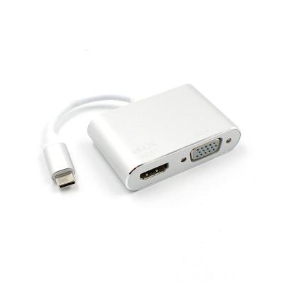 China Vedio Transfer USB C HD MI VGA Adapter Type C to HD MI 4K for Macbook, 2 in 1Type C Adapter for sale