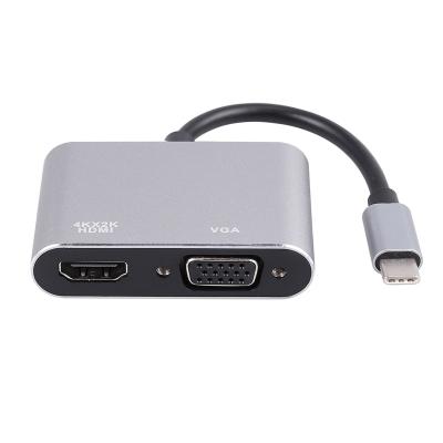 China Vedio Transfer 2 in 1 USB C 3.1 Adapter HD MI VGA TYPE C Type-C to HD MI 4K VGA UHD Converter Adapter for sale