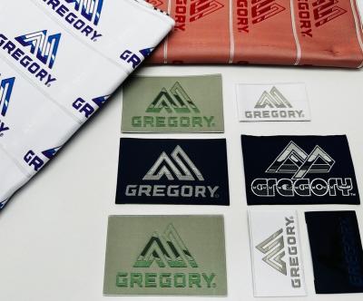 China Viable Custom High Quality Recycle Damask Woven Label Garment Clothing Backpack Label High Density Outdoor Fashion Logo Design Brand for sale