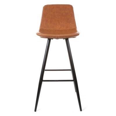 China Modern PU Armless Upholstery High Chair Bar Stool Kitchen Chair With Metal Legs for sale