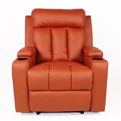 China (Size)Adjustable Ready To Ship MOQ 1PC Swivel Luxury Leather Glider Manual Recliner Chair With Cup Holder for sale