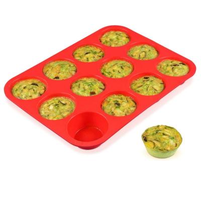 China Sustainable 2023 Amazon Hot Cake time 12 Cups Silicone Muffin Pan Nonstick BPA Free Food Grade Cupcake Pan Regular Size Silicone Mold for sale