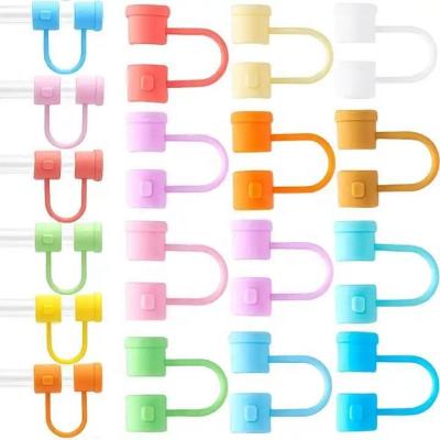 China Stocked 24pcs Pack 8mm Wholesale Reusable Silicone Straw Tip Cover Drinking Straw Cover Custom Silicon Straws Topper for sale