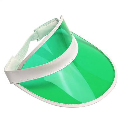 China Custom Picture Green Plastic Sun Visor Hat PVC Sun Visor Hat For Women for sale