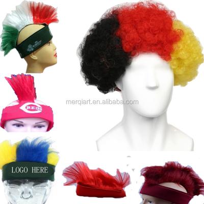 China Crazy Student Factory Direct Selling Soccer Fan Wig Football Fan Wig Defender Headband Wig for sale