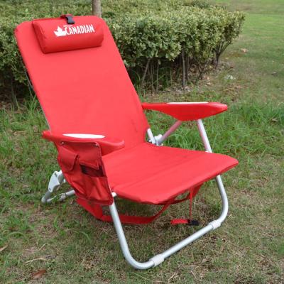 China New Traditional Aluminum 5 Position Backpack Folding Beach Chair With Canada Logo Chair for sale