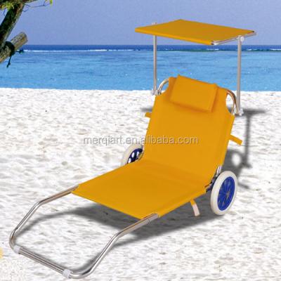 China Fishing Chair Hot Sale Canopy Folding Beach Chair With Wheel Lounger With Wheel for sale